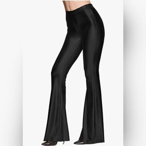 Women Shiny  Bell Bottom Bootcut Palazzo Leggings 70s Disco Wide Leg Pants